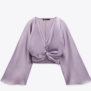 Zara Knotted Satin Effect Top - Size Small, Never Worn!